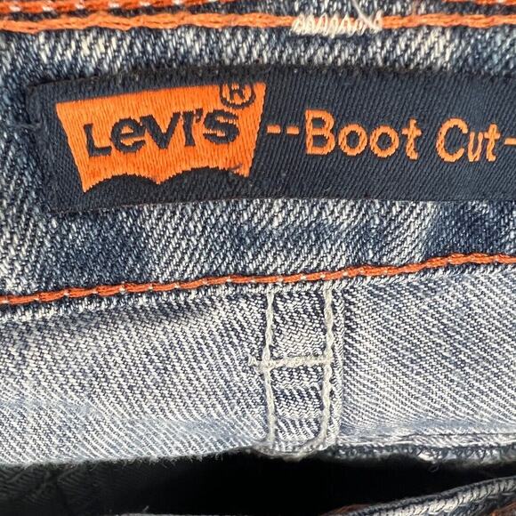 Levi's Girls Thick Stitch Boot Cut Jeans SIZE 14 R Medium Blue Distressed - Picture 6 of 7